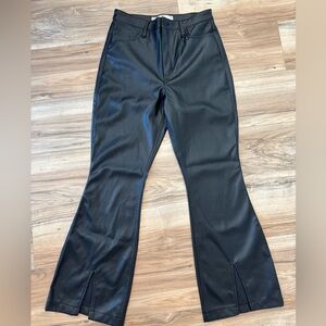 Hollister Faux Leather Black Ultra High Rise Flare with Slit Leg Pant